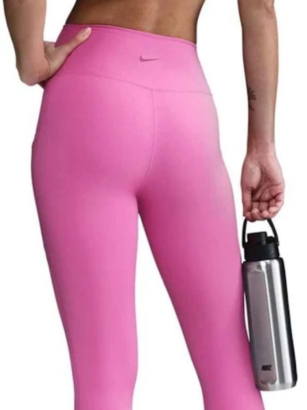 Nike One Dri-FIT 7/8 Leggings Large Pink High Rise Pocket Activewear - Picture 2 of 9